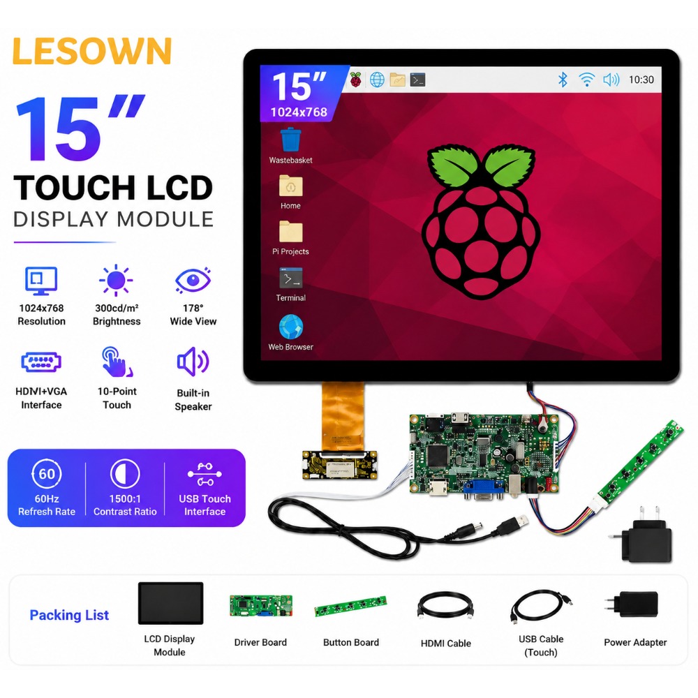 Lcd Screen Arcade - شاشة LESOWN مقاس 15 بوصة بدقة